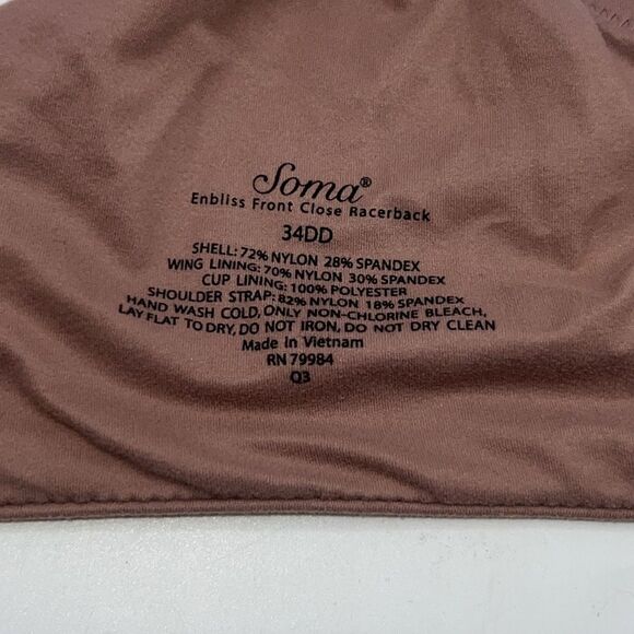 SOMA French Mauve Enbliss Front Close Racerback Bra-34DD - Picture 4 of 4